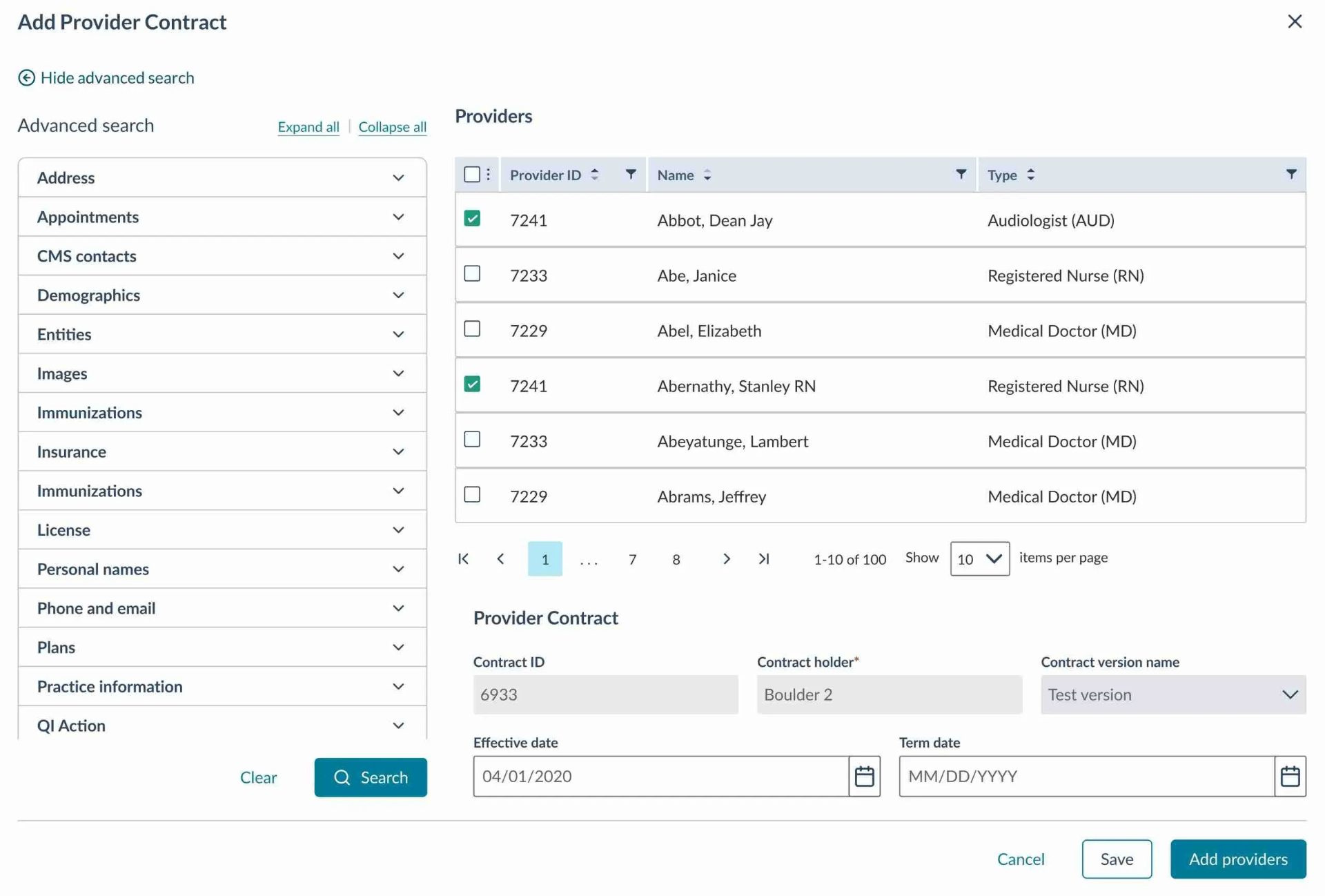 Symplr provider contract UI