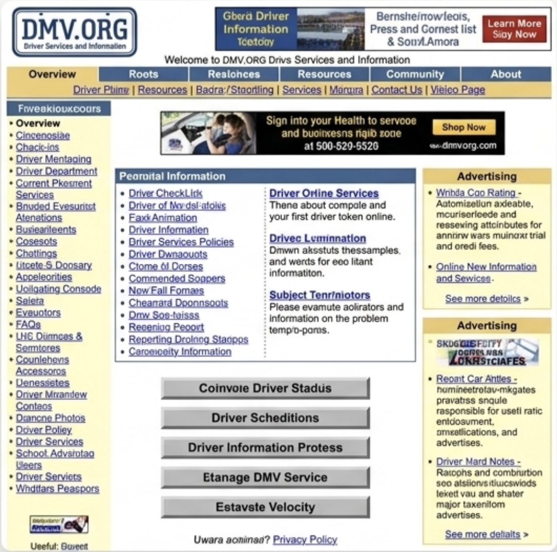 DMV.ORG homepage, 2016